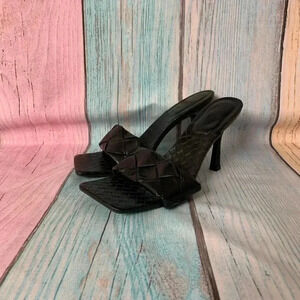 Black charlotte russe open toe slip on high heel sandals square toe